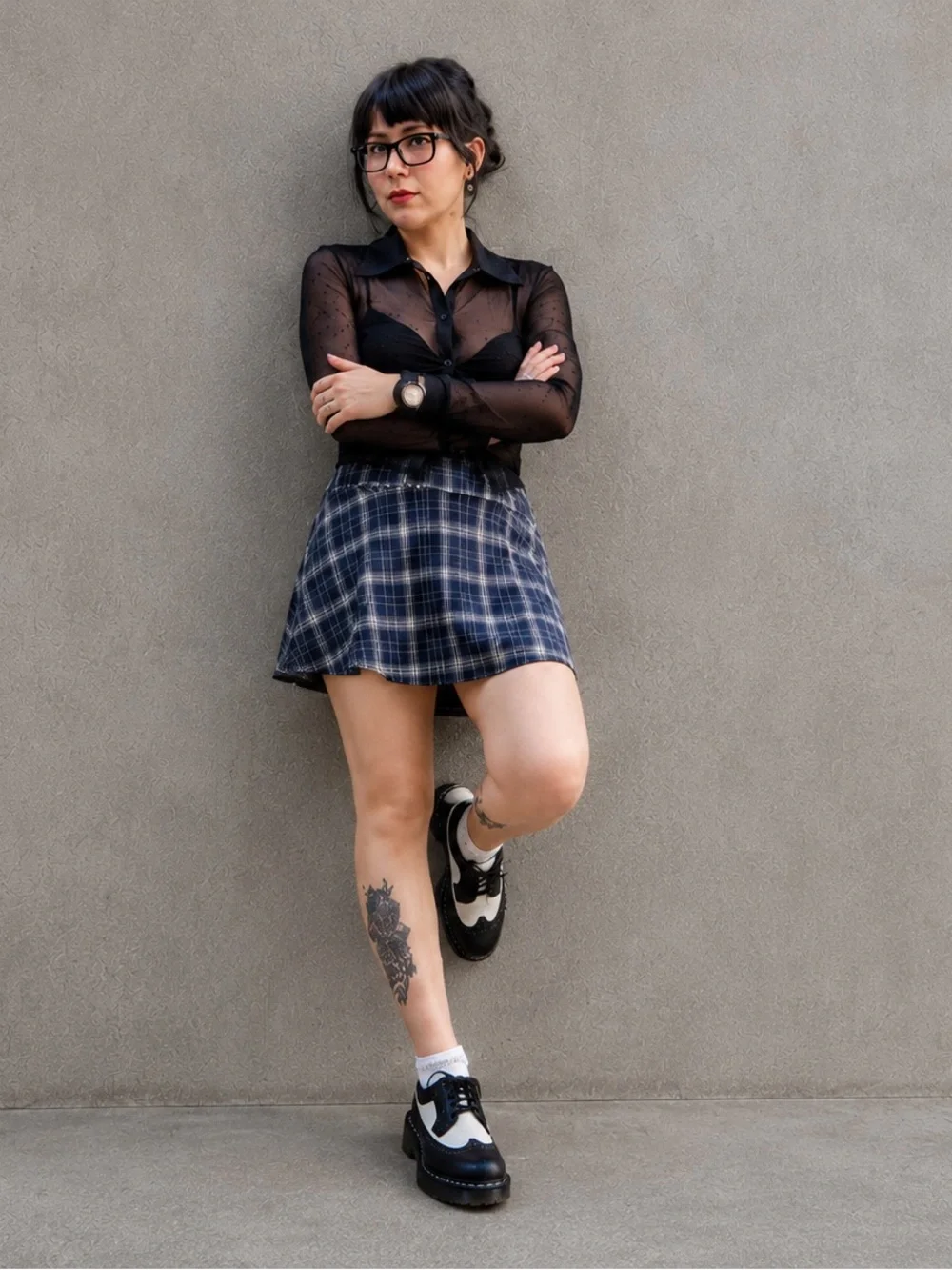 Dr. Martens Black & White Brogue Saddle Oxfords